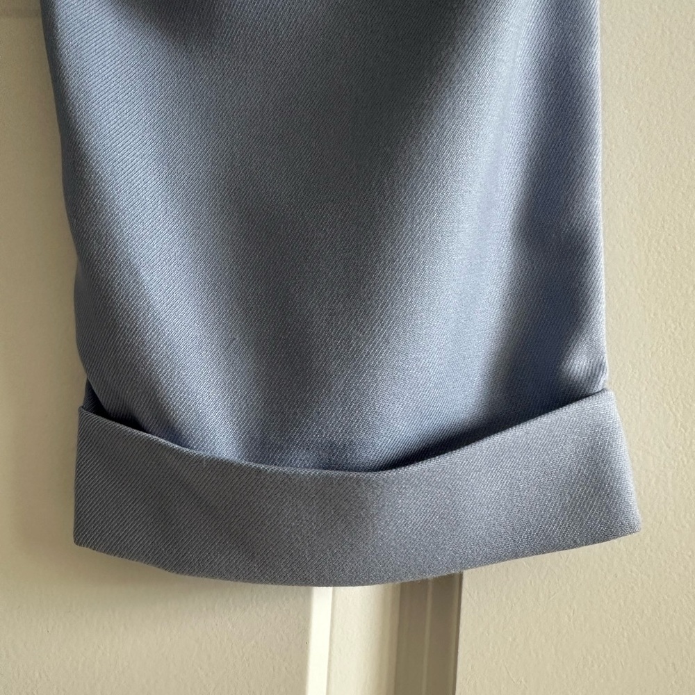 Unisex Elegant Open Edit Blue Pleated Pants with Rolled Cuffs 33% Rayon-M/L - Picture 4 of 8